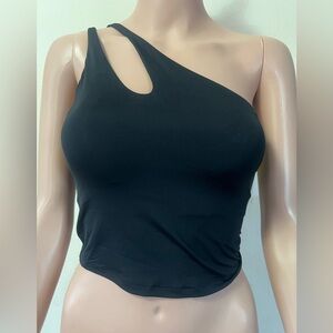 All In Motion Black Asymetric Crop Bra